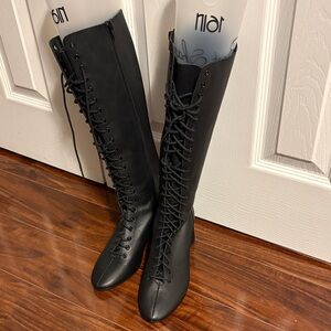 Zara Elegant Black Lace-Up Boots